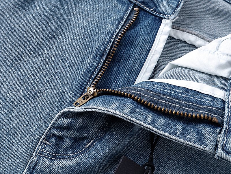 R+A Light Blue Distressed Straight-Leg Jeans