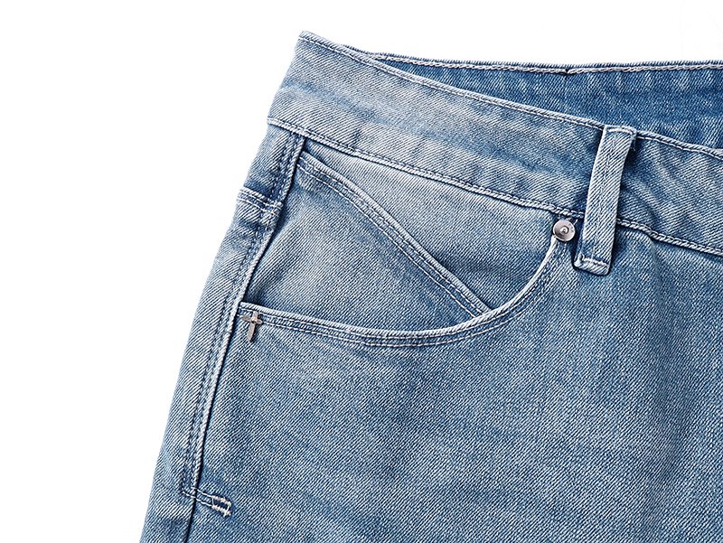 R+A Light Blue Distressed Straight-Leg Jeans