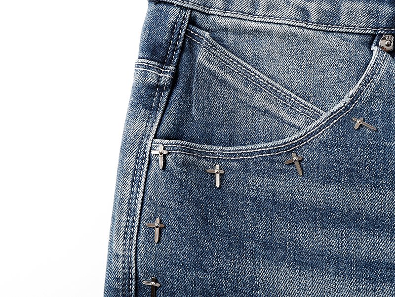 R+A Studded Distressed Blue Jeans