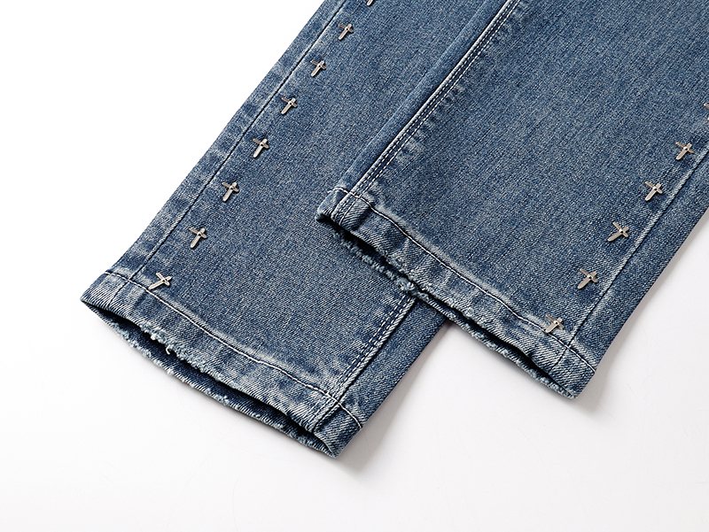 R+A Studded Distressed Blue Jeans