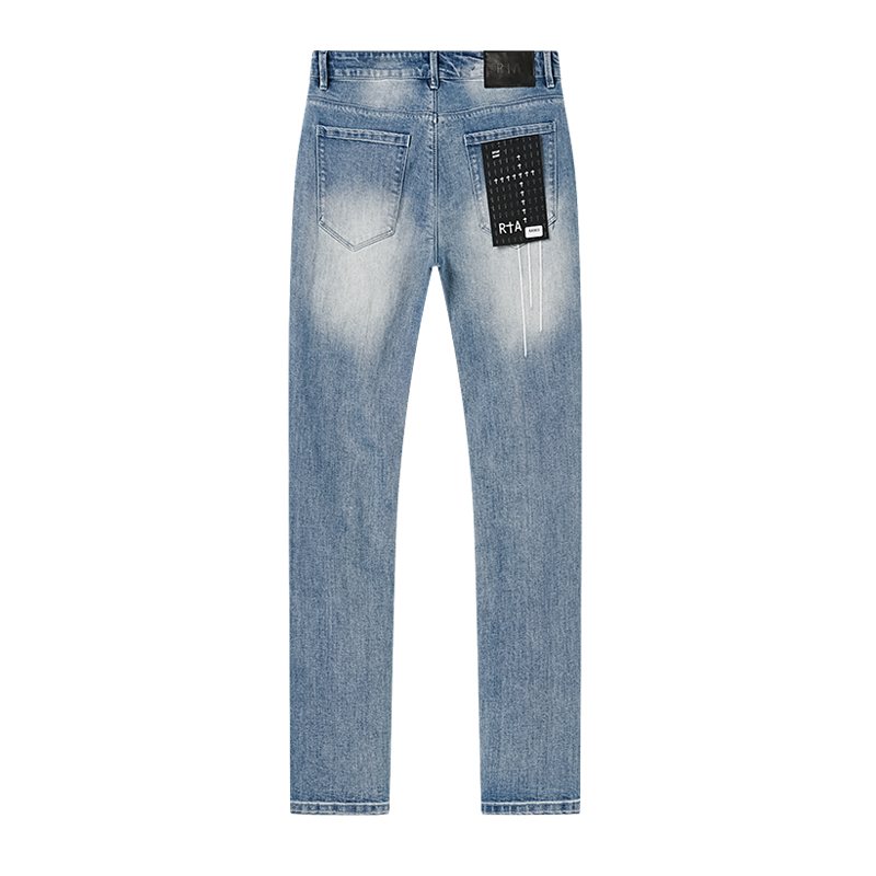 R+A Washed Distressed Jeans - Light Blue