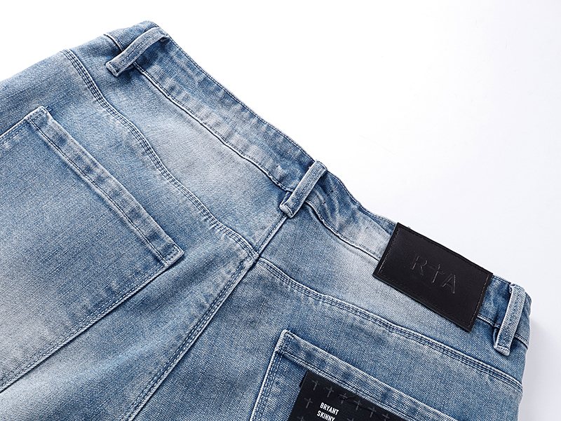 R+A Washed Distressed Jeans - Light Blue