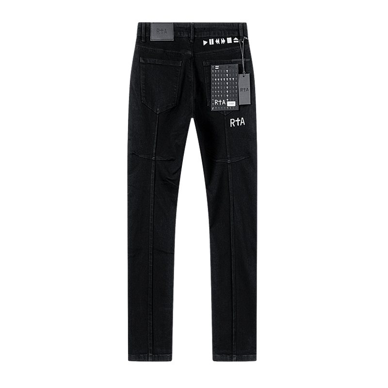 R+A Play/Pause Embroidered Black Jeans