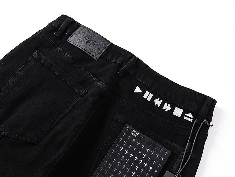 R+A Play/Pause Embroidered Black Jeans
