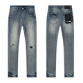 R+A Distressed Blue Embroidered Pocket Jeans