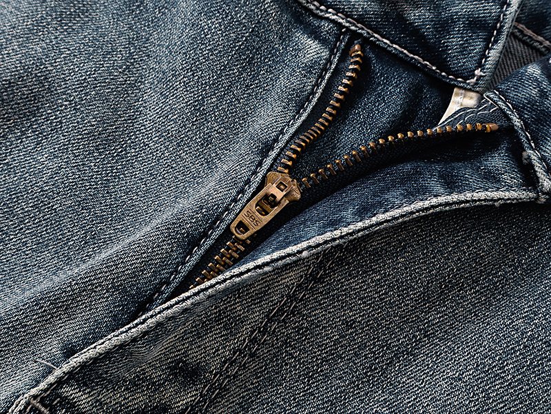 R+A Distressed Blue Embroidered Pocket Jeans