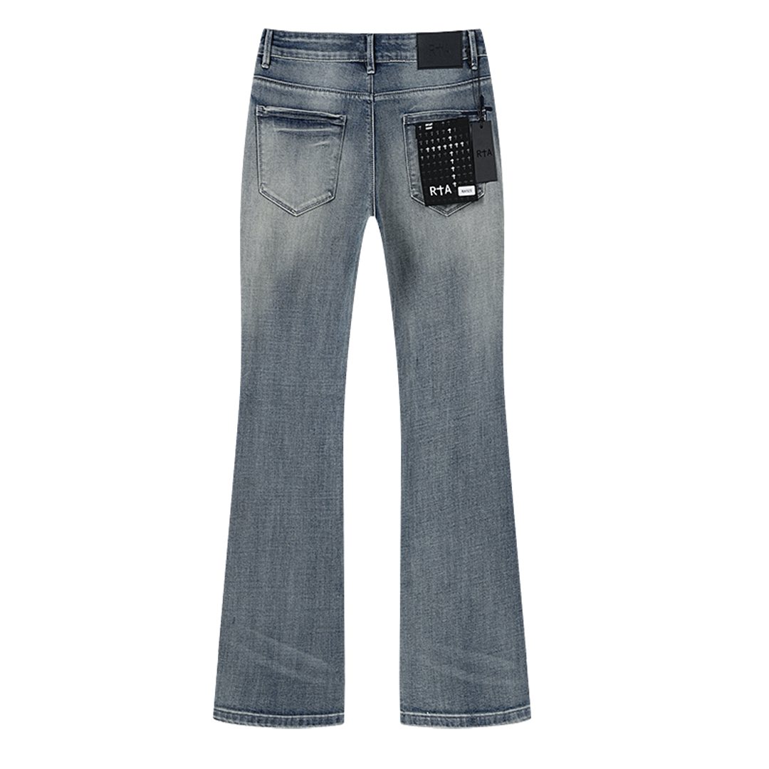 R+A Washed Blue Flared Jeans