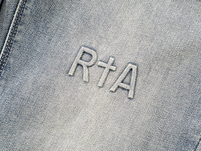 R+A Light Blue Embroidered Flared Jeans