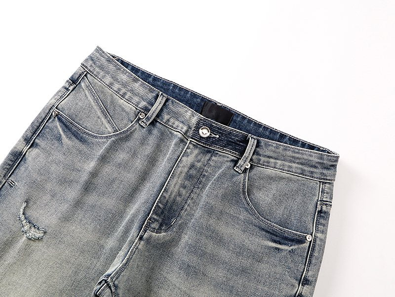 R+A Light Blue Embroidered Flared Jeans