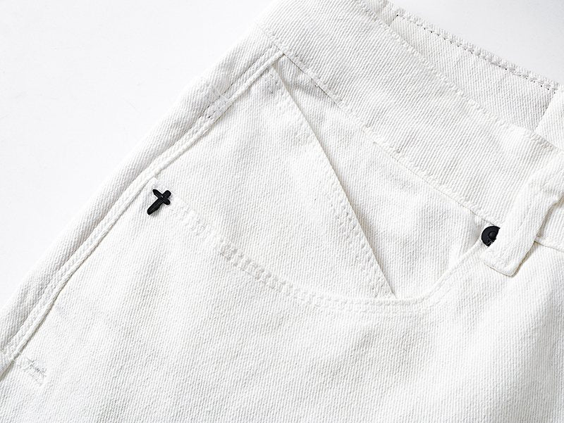 R+A White Cross Graphic Jeans