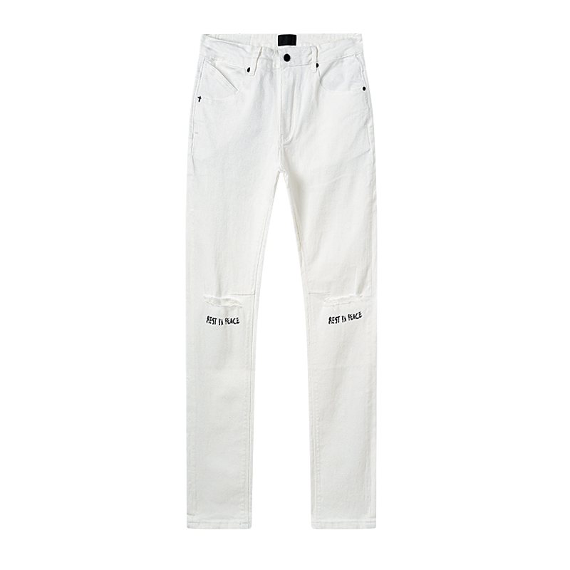 R+A White Cross Graphic Jeans
