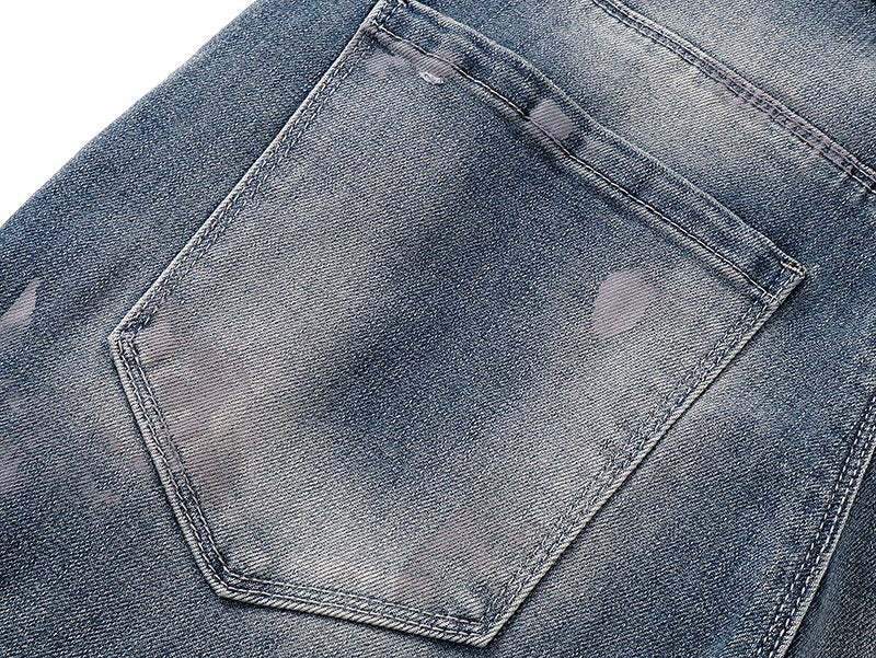 R+A Washed Distressed Graphic Jeans