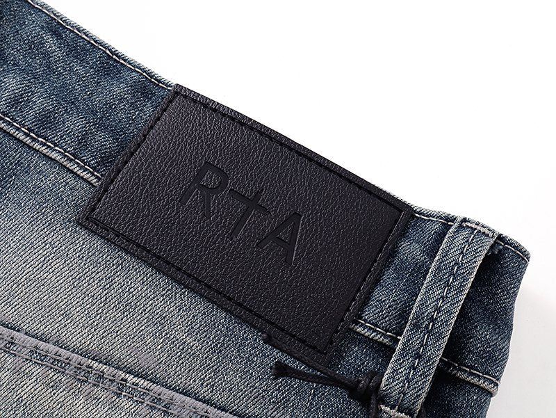 R+A Washed Distressed Graphic Jeans