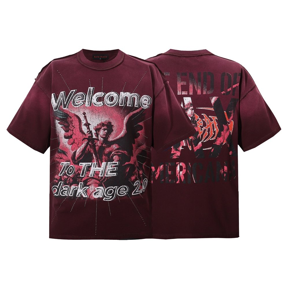 RARE PEACE Dark Warrior Angel Graphic Short-Sleeve T-Shirt