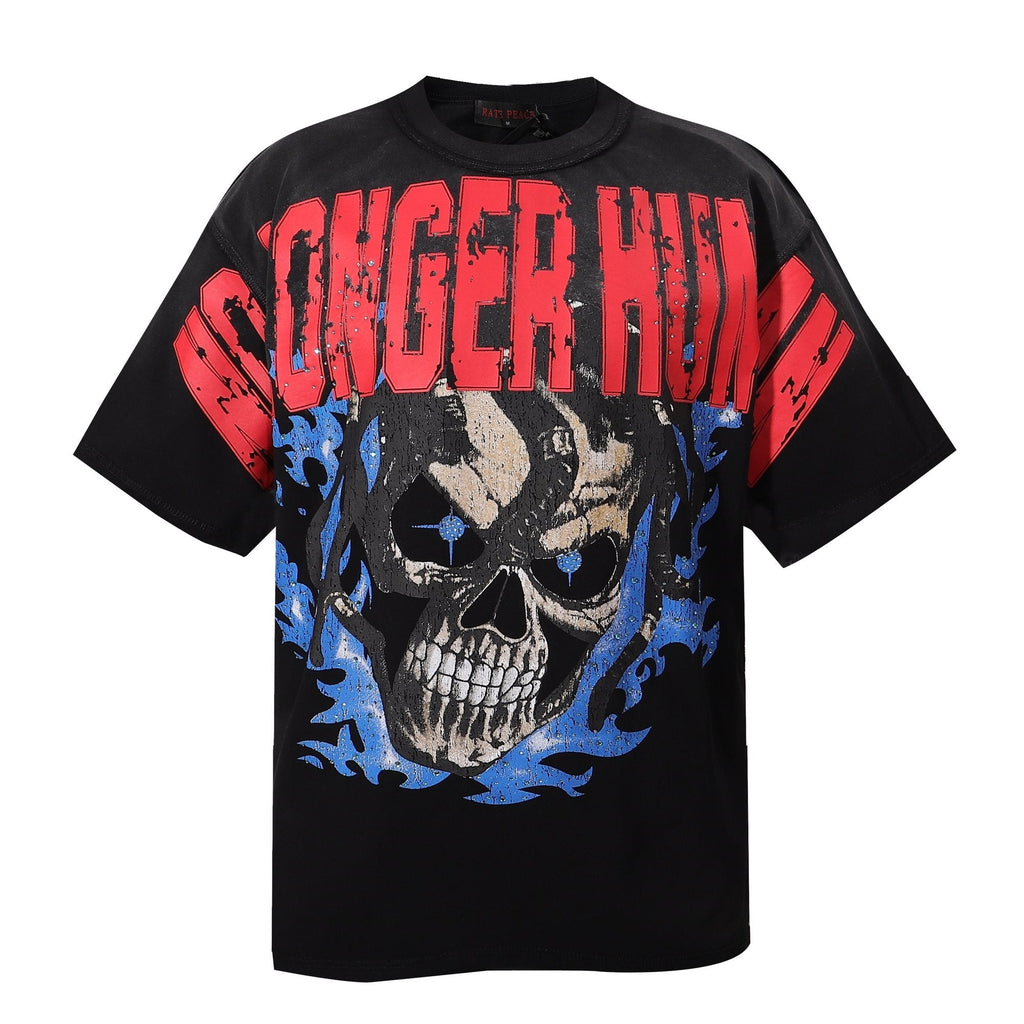 RARE PEACE No Longer Human Skull Graphic T-Shirt