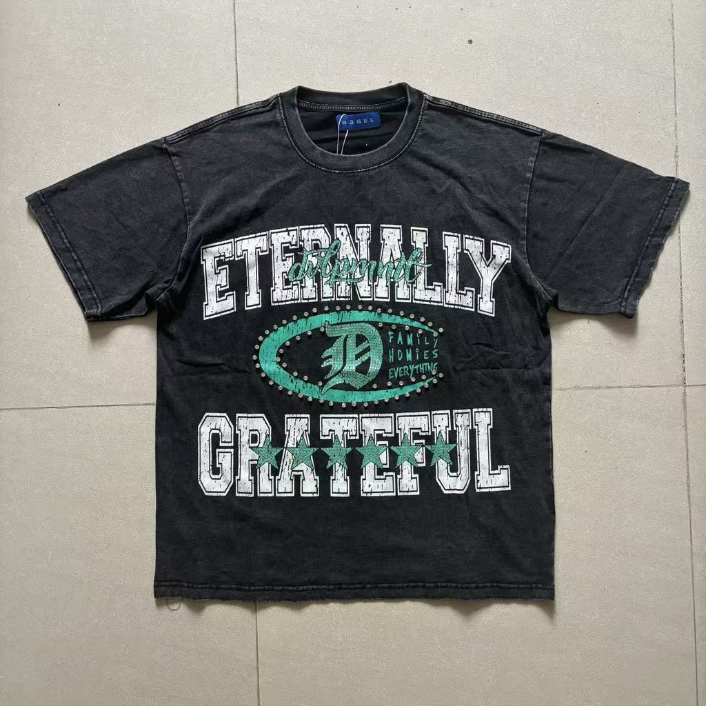 R3BEL Eternally Grateful Rhinestone Graphic T-Shirt