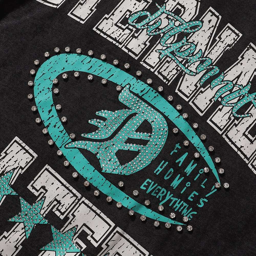 R3BEL Eternally Grateful Rhinestone Graphic T-Shirt