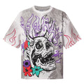 KLEEP Skull Flame Distressed Graphic T-Shirt