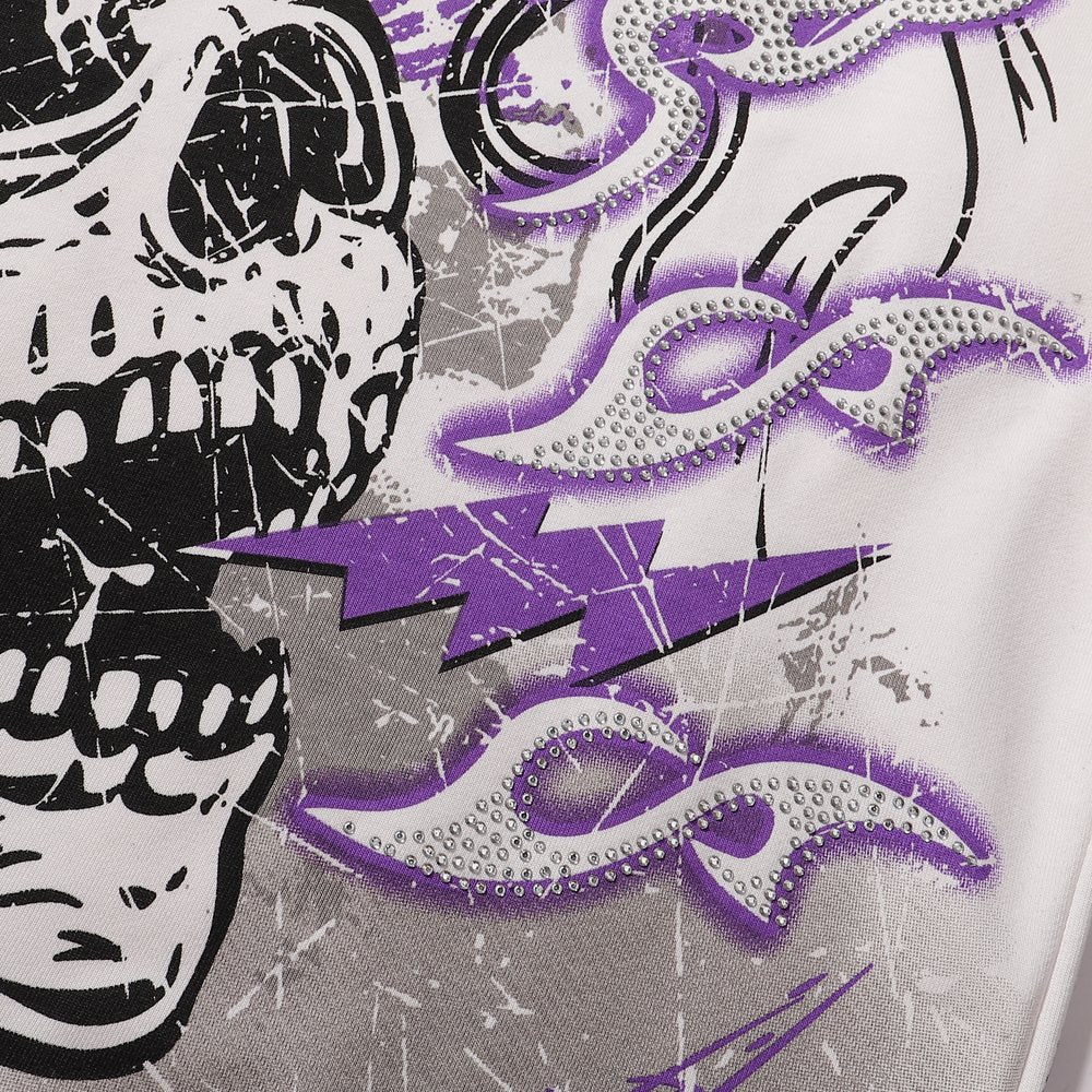 KLEEP Skull Flame Distressed Graphic T-Shirt