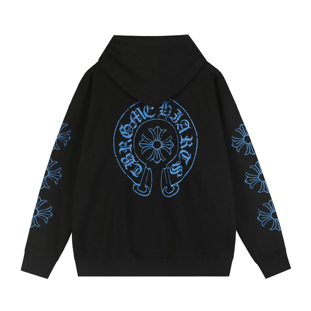 Chrome Hearts Blue Sanskrit Cross Zip Hoodie