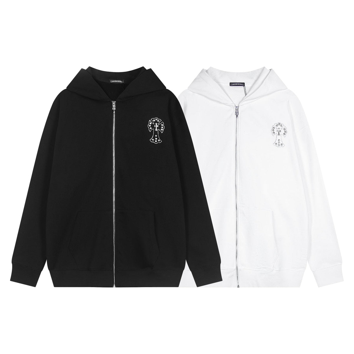 Chrome Hearts Floral Cross Graphic Full-Zip Hoodie