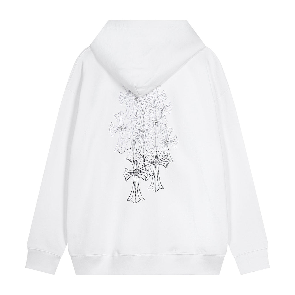 Chrome Hearts Floral Cross Graphic Full-Zip Hoodie