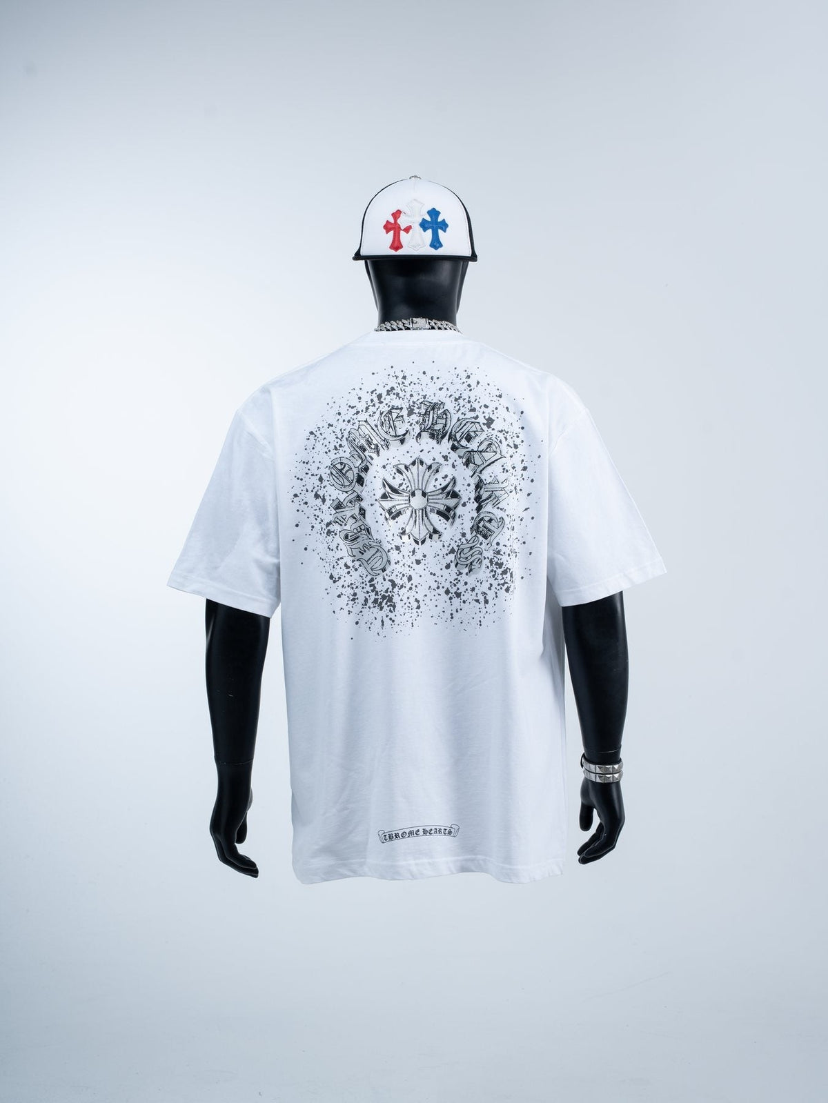 Chrome Hearts Splatter Rhinestone Graphic T-Shirt