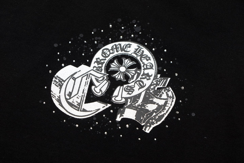Chrome Hearts Splatter Rhinestone Graphic T-Shirt