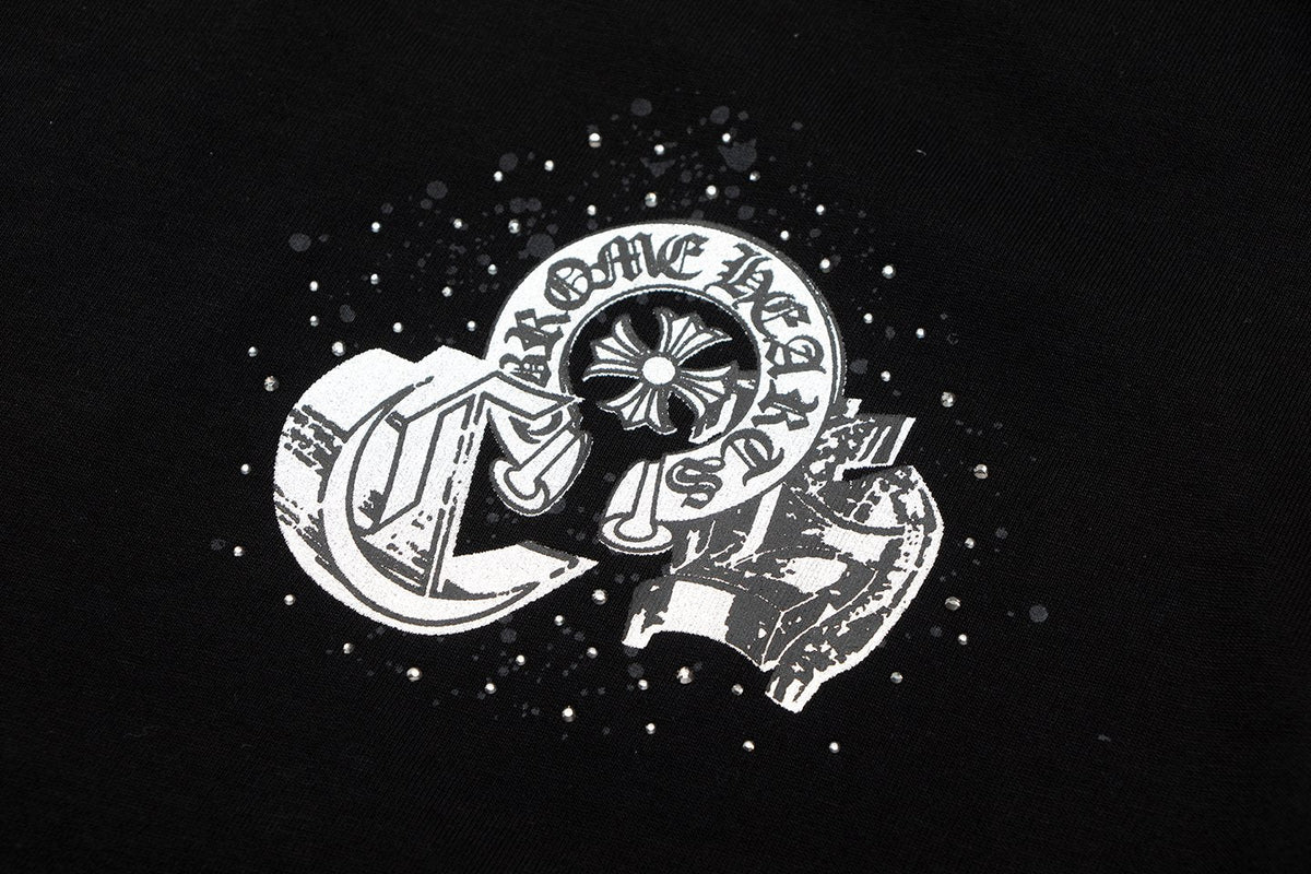 Chrome Hearts Splatter Rhinestone Graphic T-Shirt