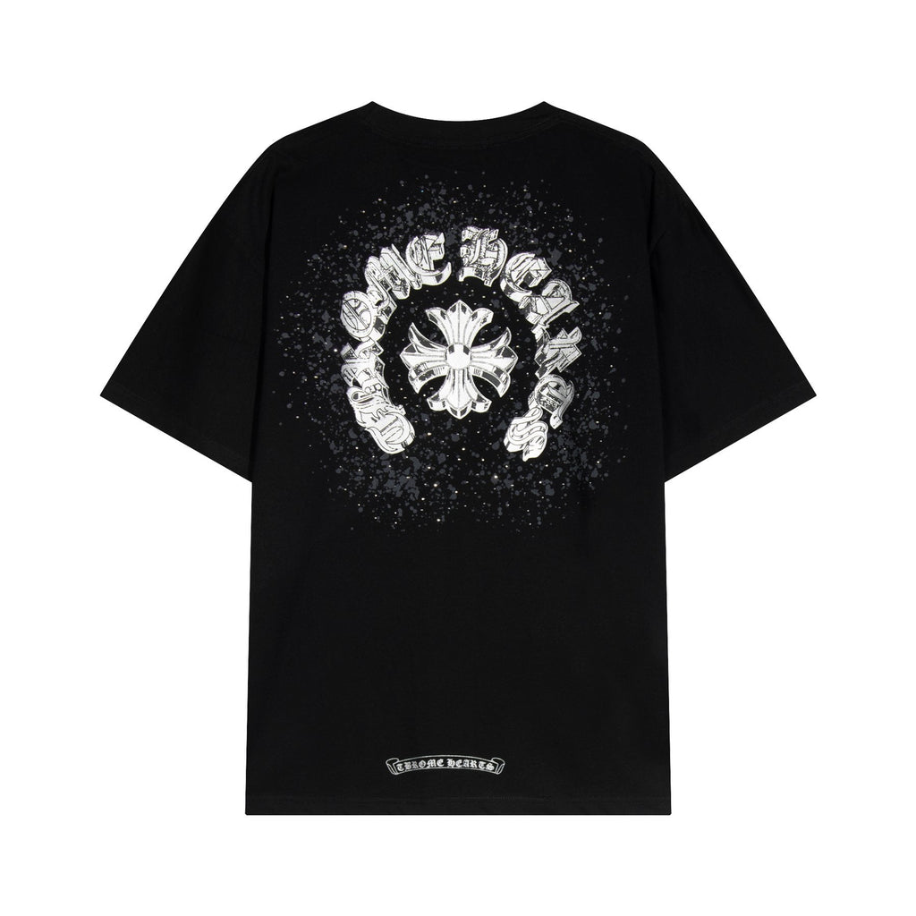 Chrome Hearts Splatter Rhinestone Graphic T-Shirt