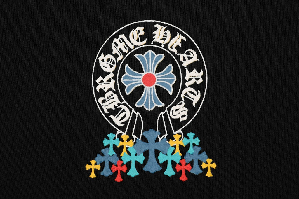 Chrome Hearts Rainbow Floral Cross Graphic T-Shirt