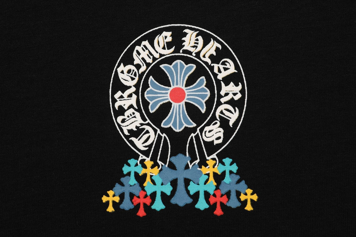 Chrome Hearts Rainbow Floral Cross Graphic T-Shirt