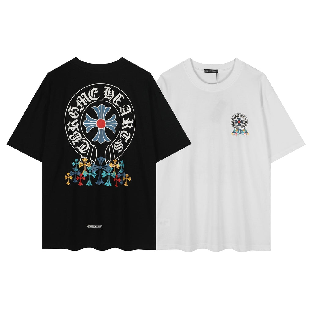 Chrome Hearts Rainbow Floral Cross Graphic T-Shirt