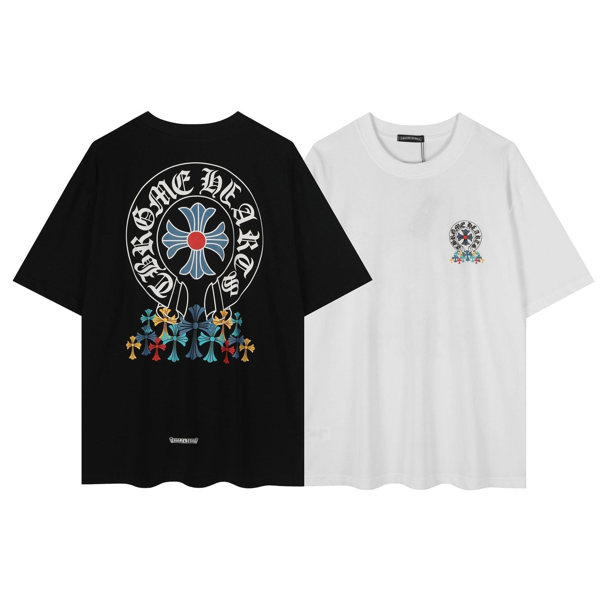 Chrome Hearts Rainbow Floral Cross Graphic T-Shirt