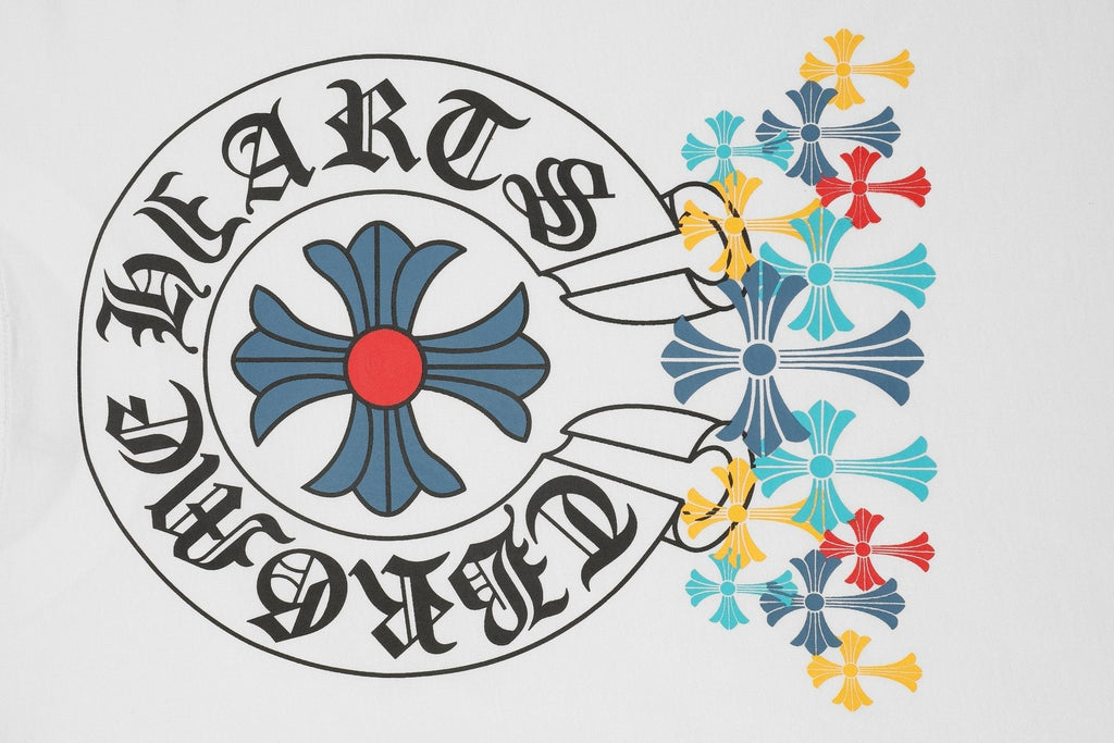 Chrome Hearts Rainbow Floral Cross Graphic T-Shirt