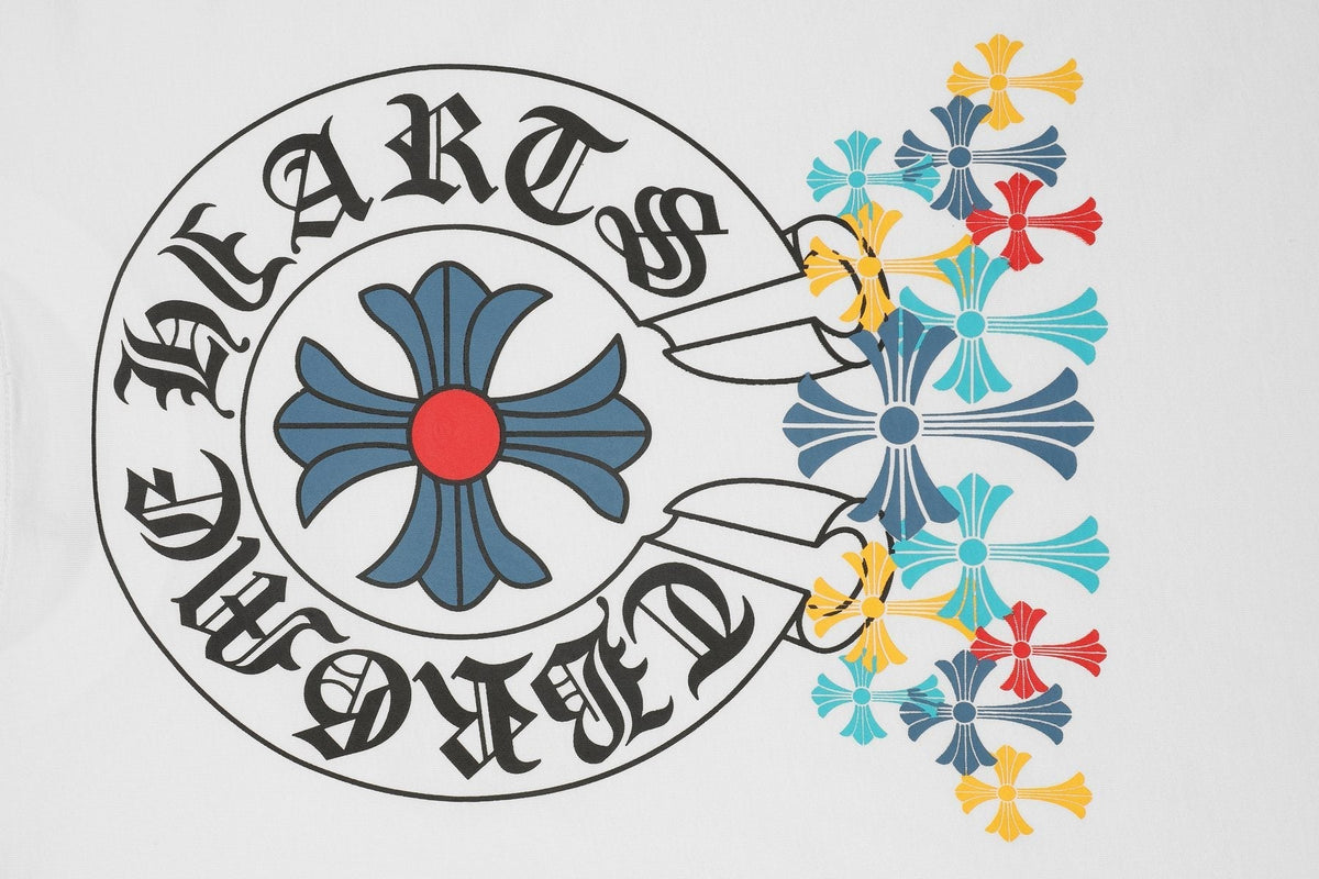 Chrome Hearts Rainbow Floral Cross Graphic T-Shirt