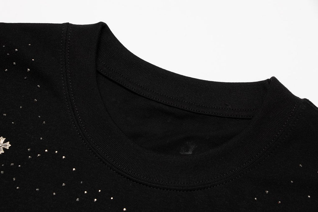 Chrome Hearts Rhinestone Cross Embellished T-Shirt