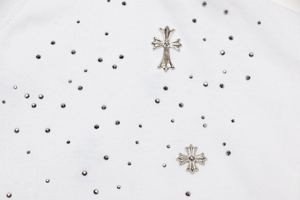 Chrome Hearts Rhinestone Cross Embellished T-Shirt