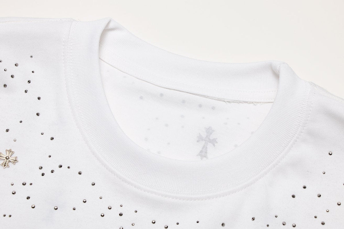 Chrome Hearts Rhinestone Cross Embellished T-Shirt