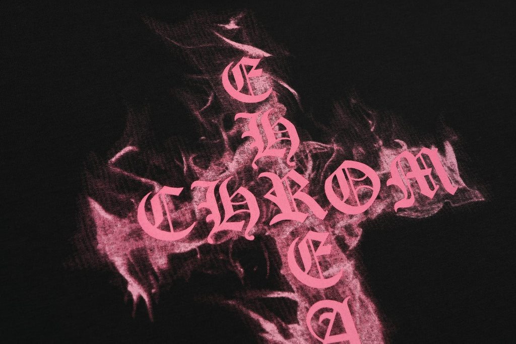 Chrome Hearts Pink Flame Cross Graphic T-Shirt