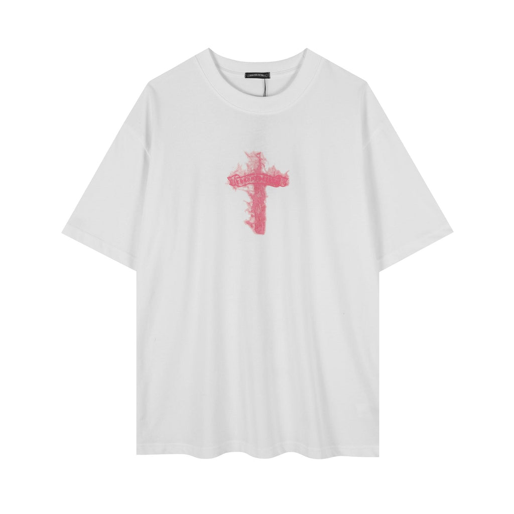 Chrome Hearts Pink Flame Cross Graphic T-Shirt
