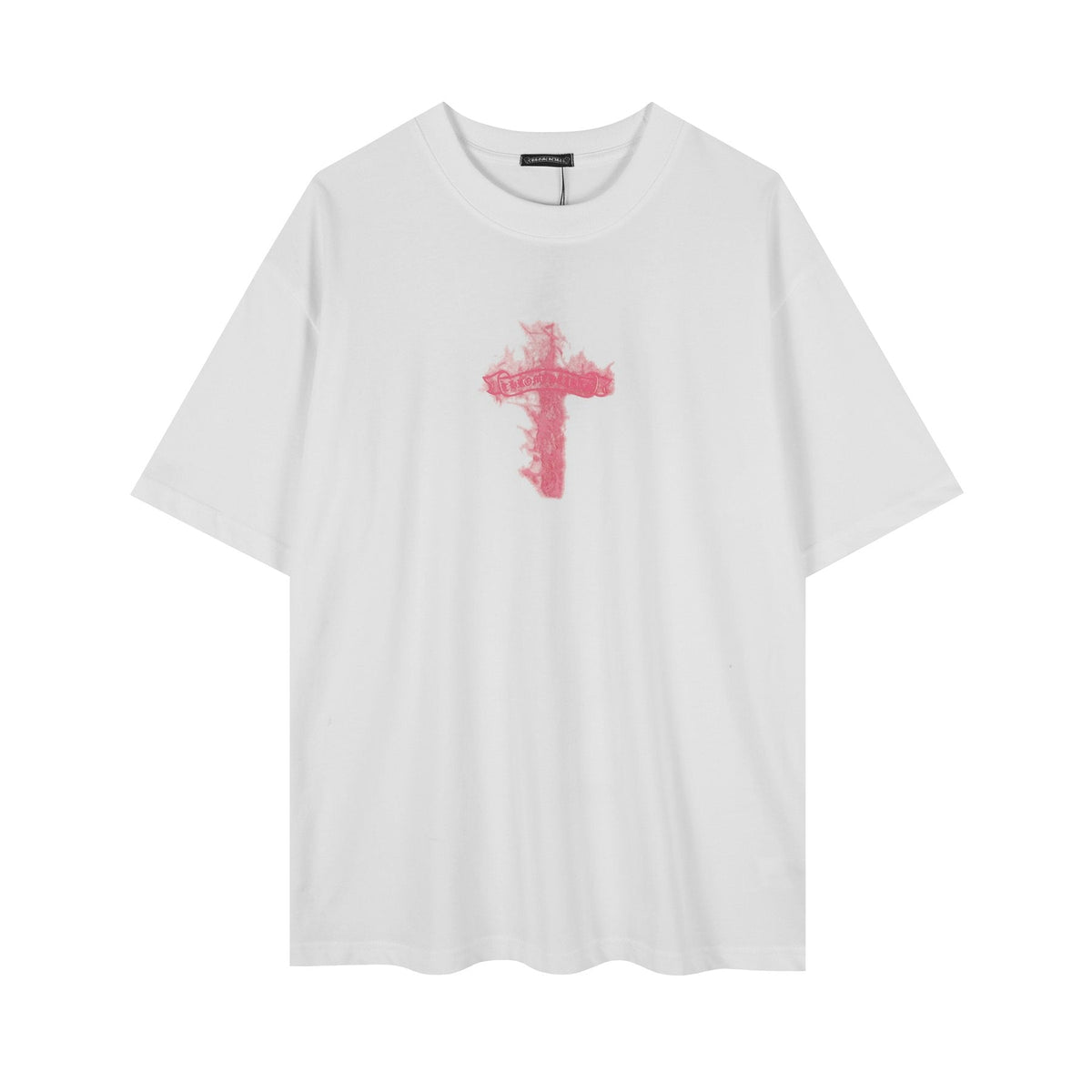 Chrome Hearts Pink Flame Cross Graphic T-Shirt