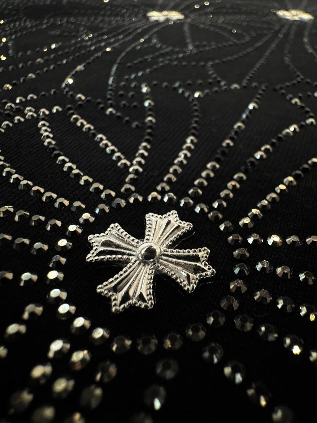 Chrome Hearts Firework Rhinestone Cross Graphic T-Shirt