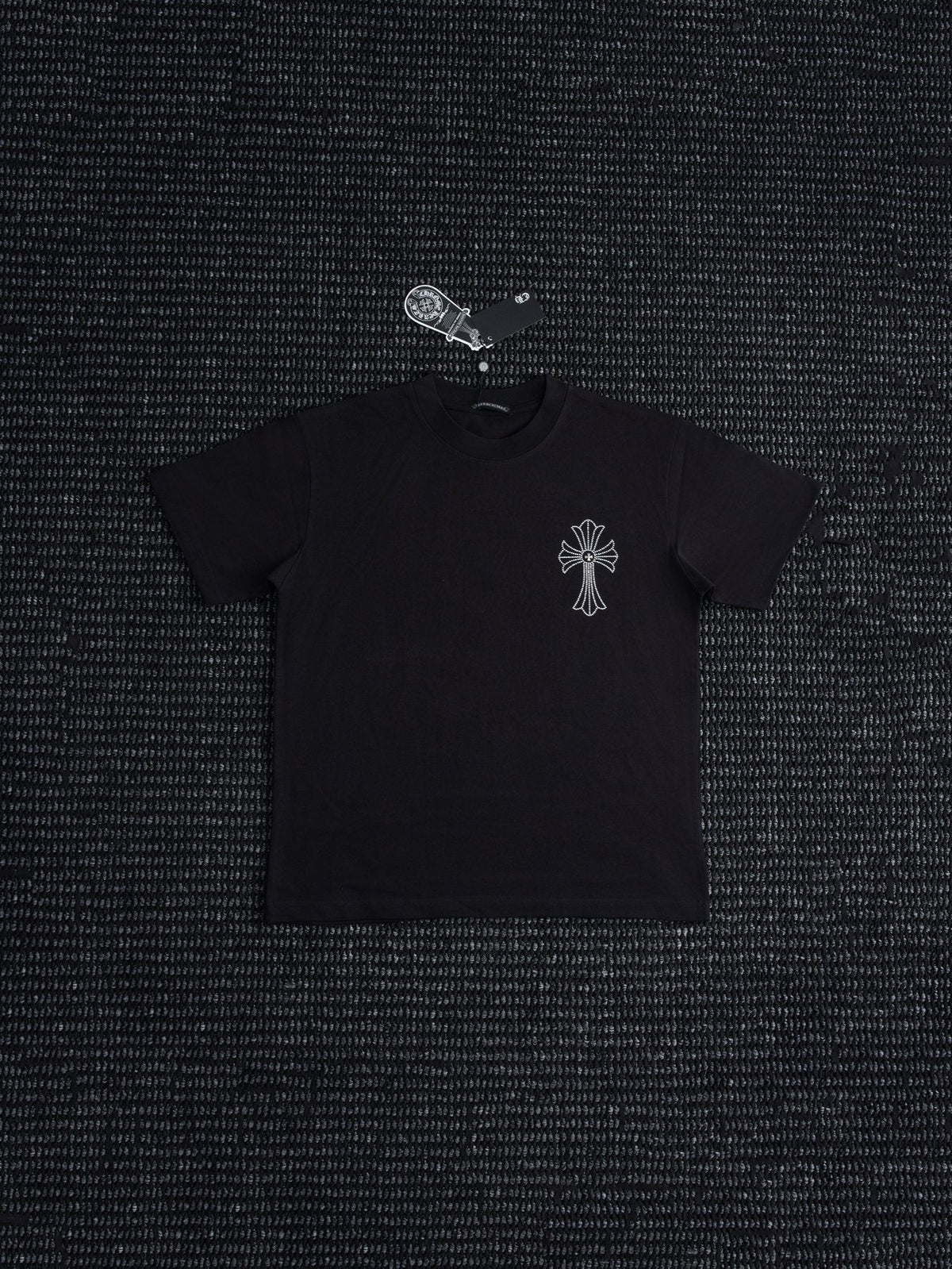 Chrome Hearts Firework Rhinestone Cross Graphic T-Shirt