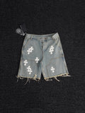 Chrome Hearts Cross Patch Light Blue Denim Shorts