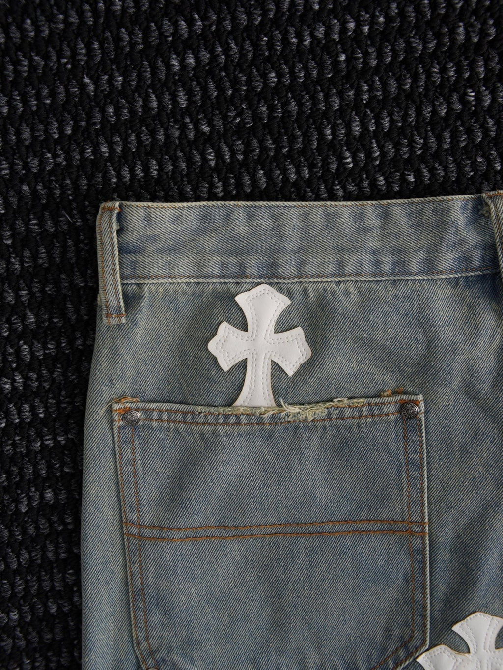 Chrome Hearts Cross Patch Light Blue Denim Shorts