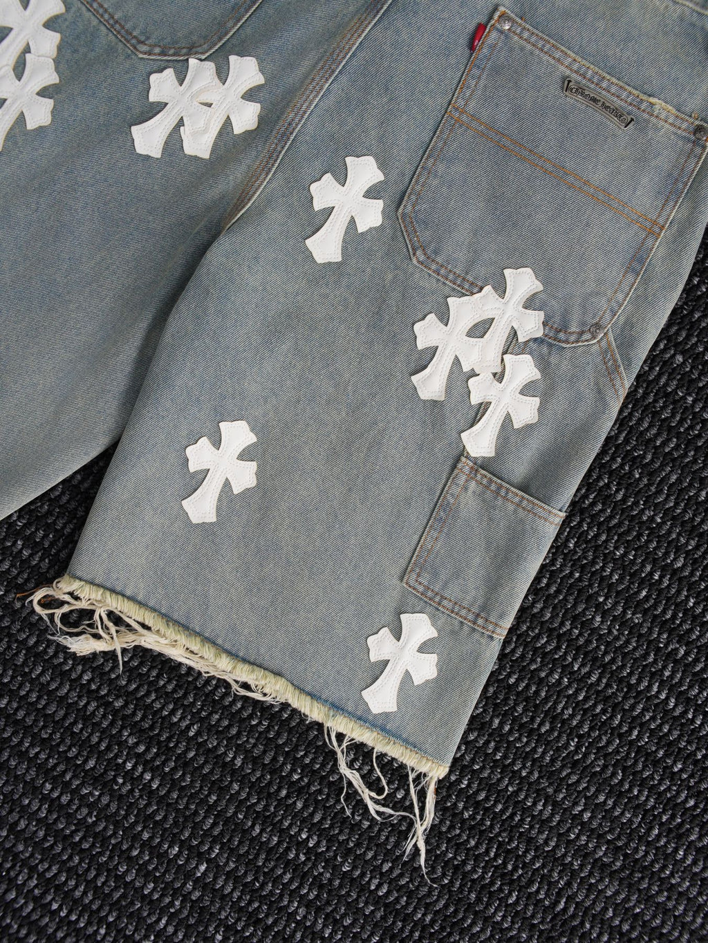 Chrome Hearts Cross Patch Light Blue Denim Shorts