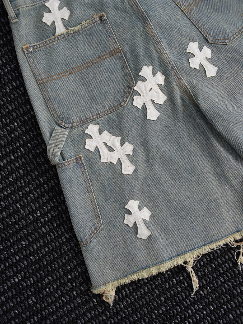Chrome Hearts Cross Patch Light Blue Denim Shorts