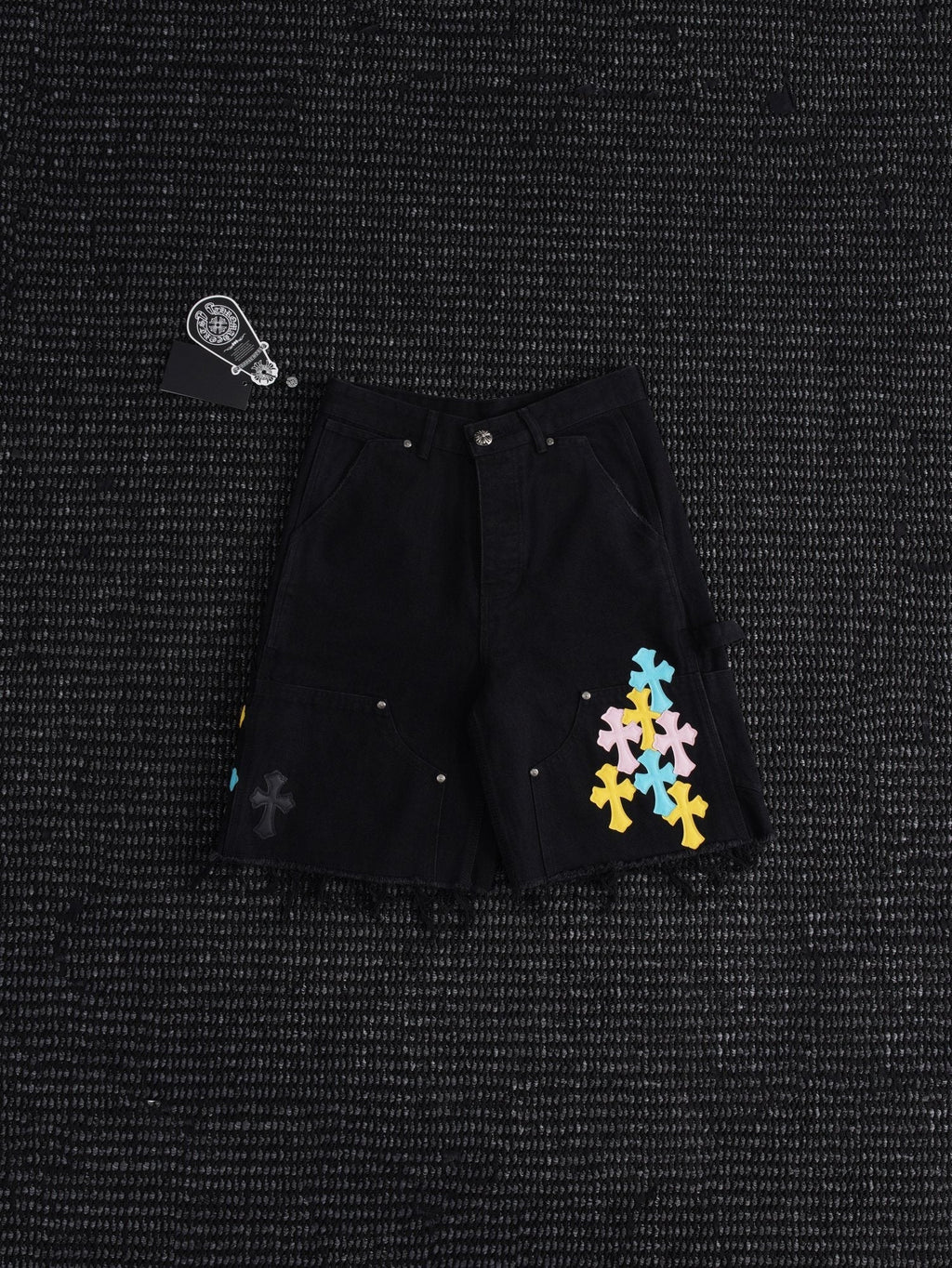 Chrome Hearts Cross Appliqué Black Shorts