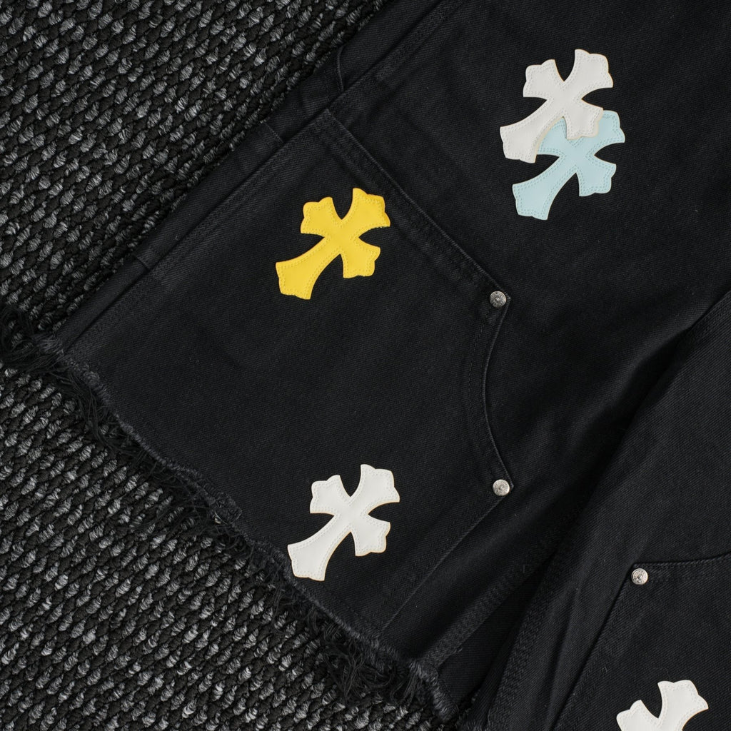 Chrome Hearts Cross Applique Black Denim Shorts